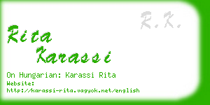 rita karassi business card